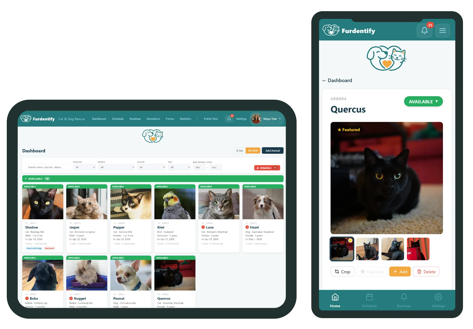 Furdentify running on a phone and tablet
